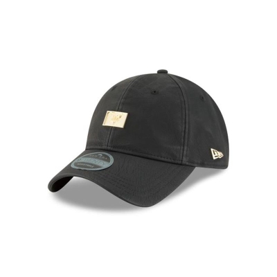 Black Charlotte Hornets Hat - New Era NBA Polished Badge 9TWENTY Adjustable Caps USA3798054